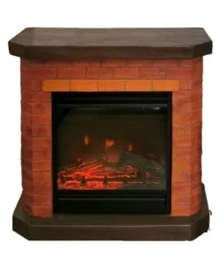 Camino elettrico da pavimento "bricchetto" marrone - 1800 w Esclusivo